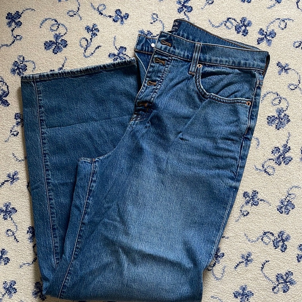 J Crew Full length wide leg jeans button fly 32